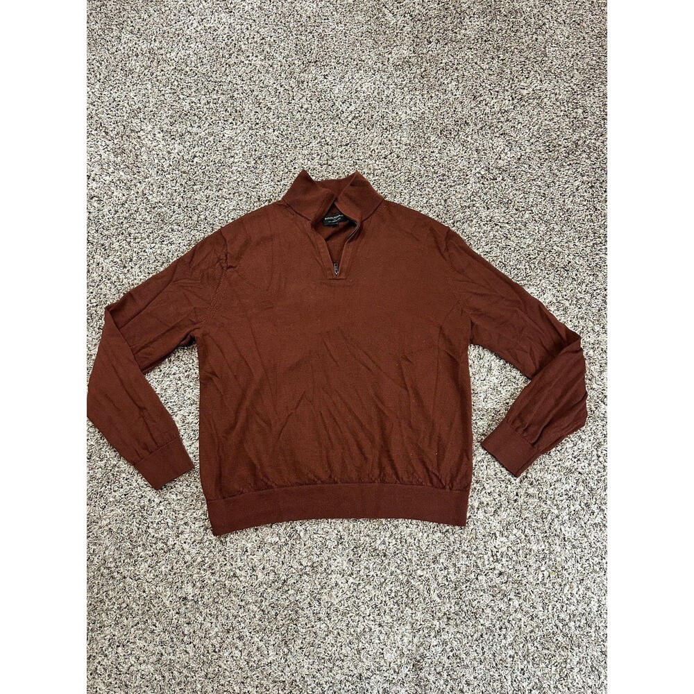 Banana Republic Orange 100% Merino Wool Sweater Top Womens XL Long Sleeve Collar